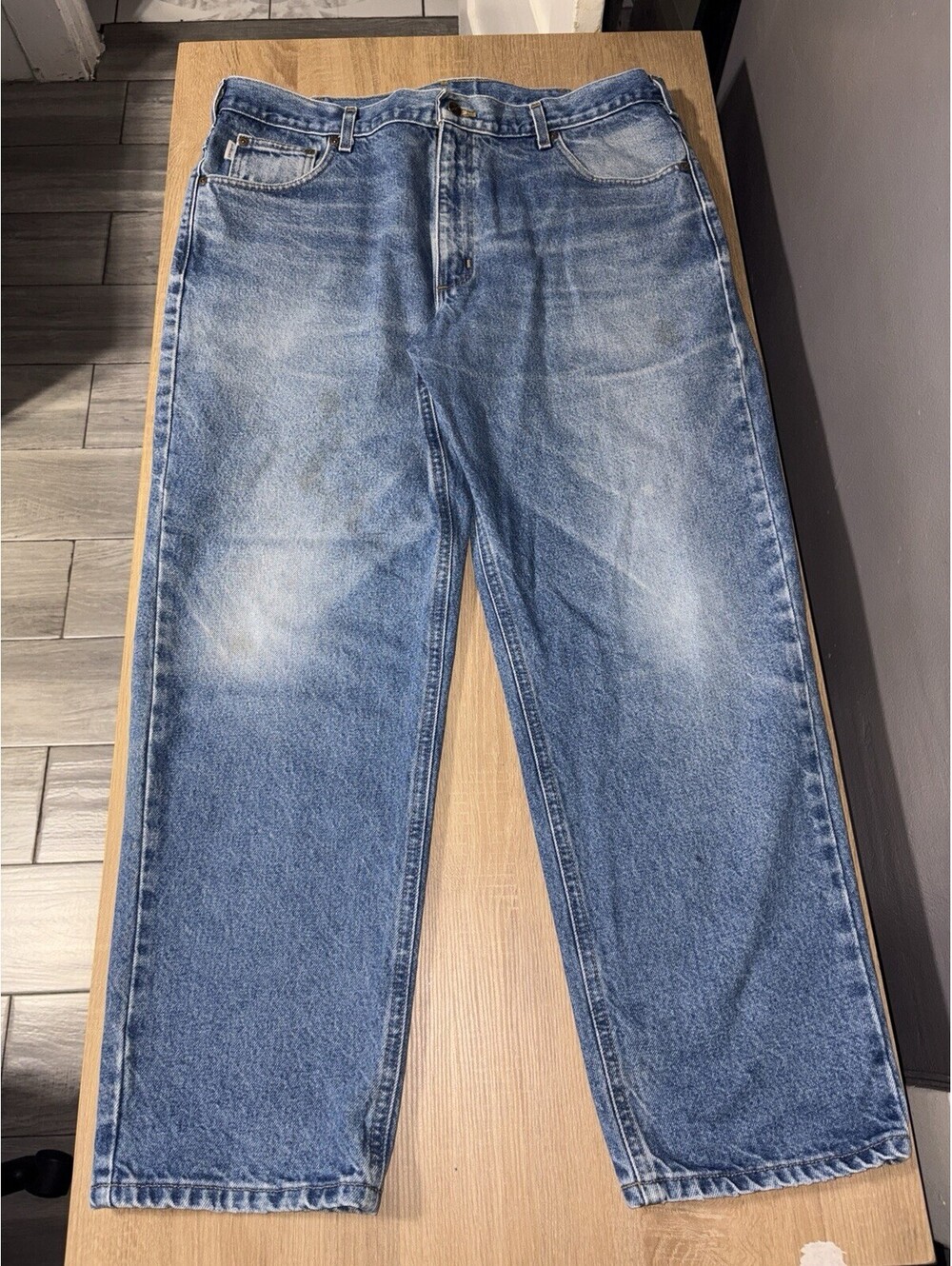 Carhartt Jeans Men 40x30 Blue B17-DST Relaxed Fit Tapered Leg Dark Stone Denim